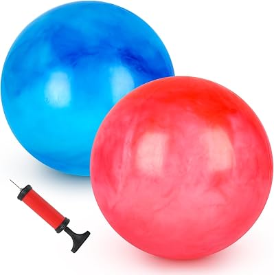 FUTUREPLUSX 2PCS Bouncing Ball for Kids, 14inch Marbleized Bouncy Balls Rubber Inflatable Kick Ball Game Ball Bouncing Sensory Balls with Hand Air Pump, Medium