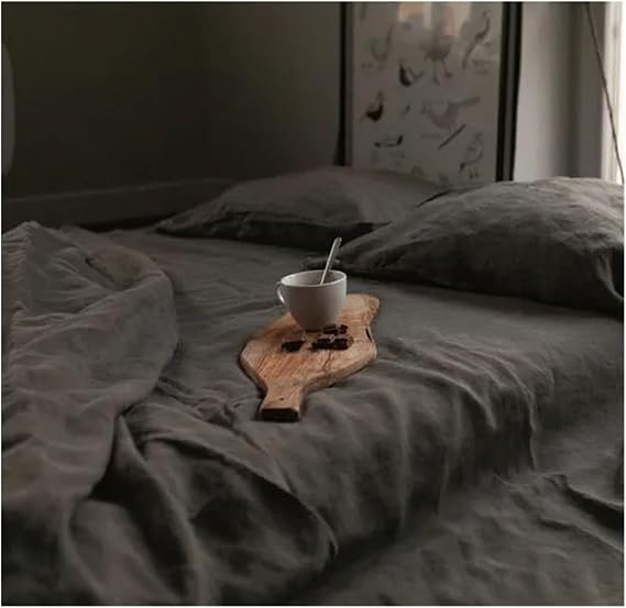 Bed, 3Pcs 100% Washed Linen Sheet Set Natural Flax Bed Sheets 2 Pillowcases Breatherable Soft Farmhouse Bedding Bedsheet Flat Sheet, MM-102