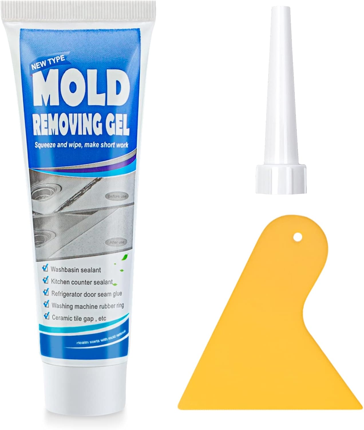 Mold Remover Gel, Household Gel, Black Mould Remover, Effectively Mildew Removal, Household Stain Remover - Mold Cleaner for Wall Tiles Wall Corner and Kitchen Bathroom Sink, 90g