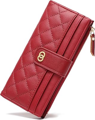 Womens Wallet Slim Rfid Blocking Bifold Leather Credit Card Wallets for Women Clutch with Zipper Coin Pocket