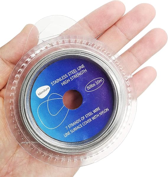 Wire Fishing Line Steel Leader: 10lb - 200lb Test Knottable Fishing Leader Making for Saltwater Rigging - 32.8ft Nylon Coated 7 Strands Silver String Wire with 20pcs Sleeves