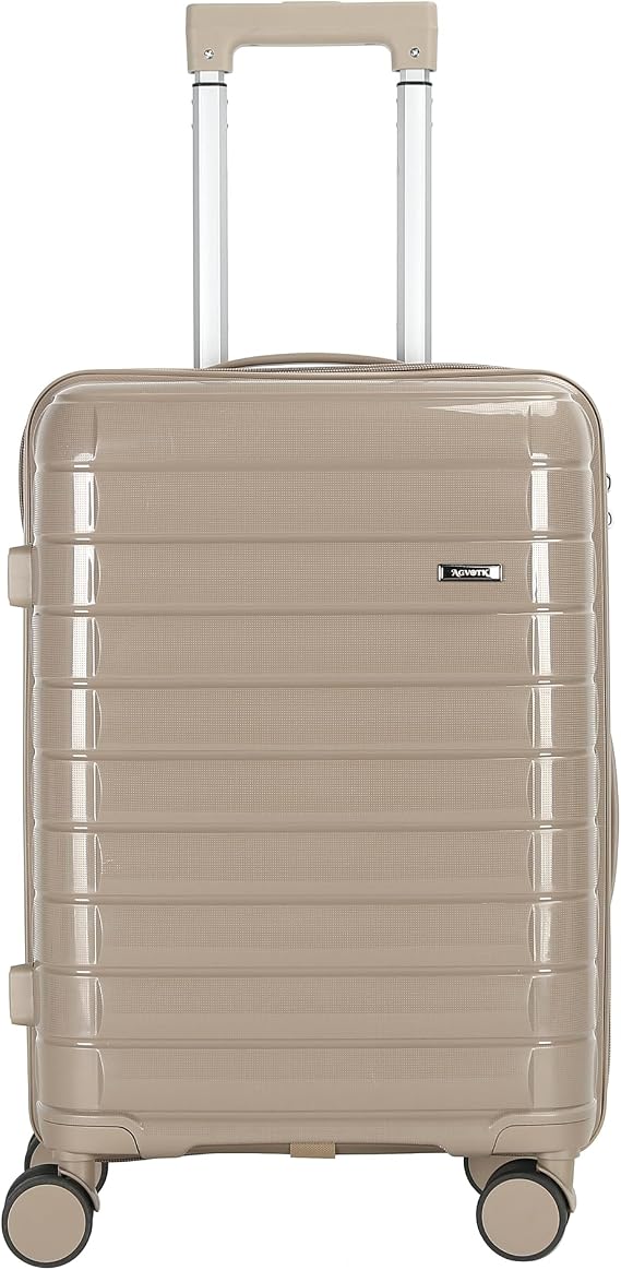 20 Inch Carry On Luggage Lightweight Hard Shell Rolling Suitcase with Spinner Wheels Airline Approved Hardside Travel Suitcase with Telescoping Handle (Champagne Beige)