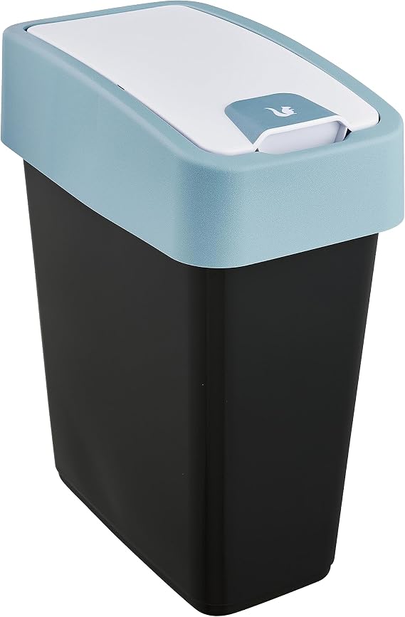 keeeper Premium Rubbish Bin with Flip Lid, Soft Touch, 10 L, Magne, Nordic Blue