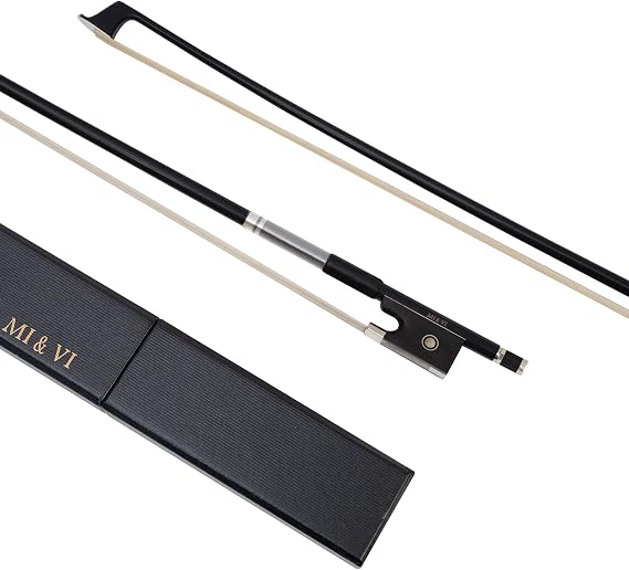 MI&VI NB-760 Professional Carbon Fiber Violin Bow (Full Size 4/4) with Bow Case Included | Silver Winding Mount | Well Balanced |Mongolian Horse Hair | Perfect Weight - MIVI Music