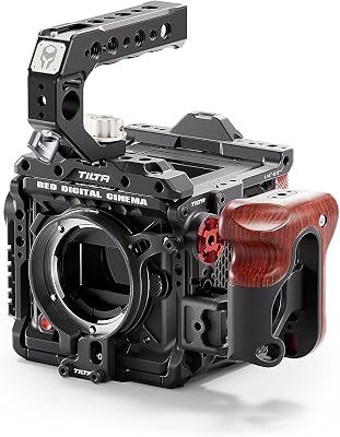 Tilta Camera Cage Compatible with RED Komodo-X Lightweight Kit in Black | Mount Accessories | Modular Design | Lens Adapter Support | Wooden Handle | Lightweight TOP Handle | TA-T53-B-B
