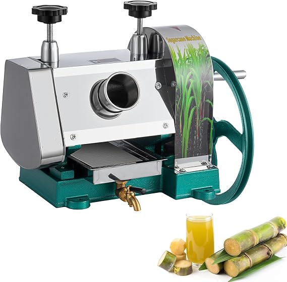 Manual Sugarcane Juice Machine, Stainless Steel Sugar Cane Juicer,Commercial Sugar Cane Press Extractor with Handwheel Efficient Juicing 110 Lbs Output per Hour