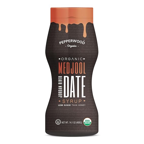 Organic Medjool Date Syrup 14 Ounce (400g) - 100% Pure Jordan River Medjool Dates - Kosher by Pepperwood Organics