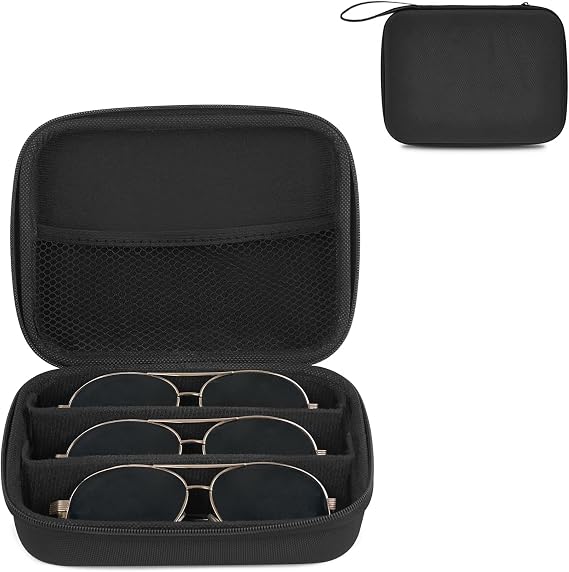 Mkono Travel Sunglasses Case Glass Organizer Multiple Pairs Adjustable Slot