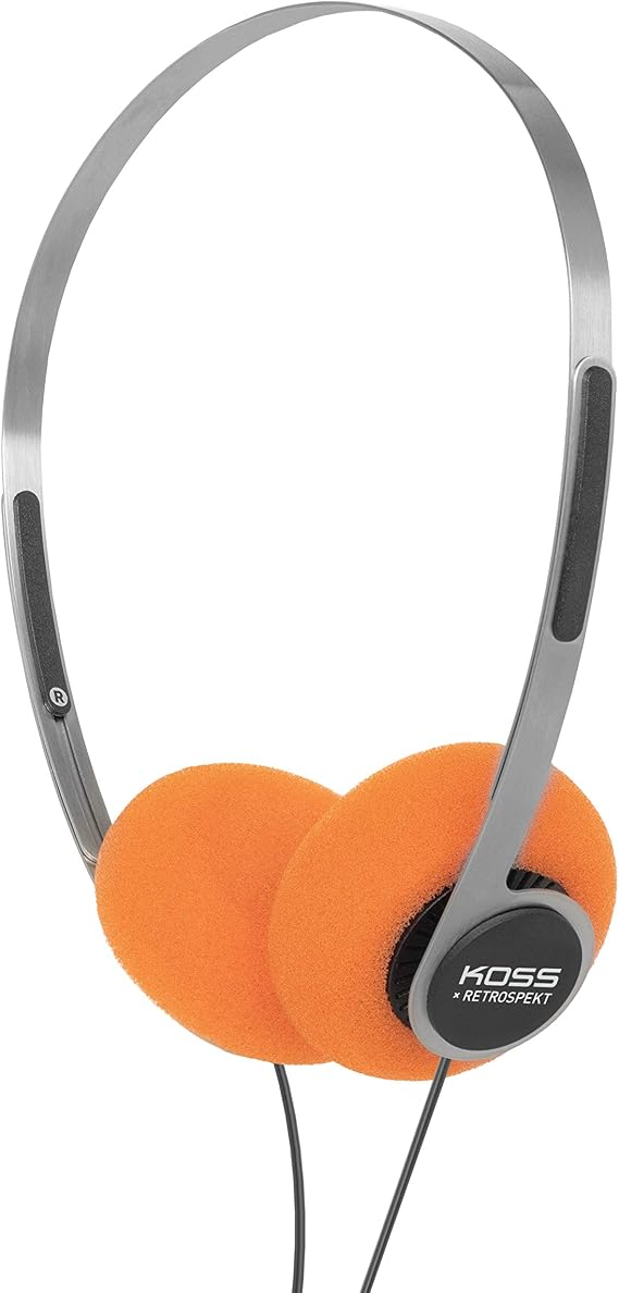 Koss x Retrospekt P/21 Retro On-Ear Headphones, Orange Cushions | Adjustable Headband, Wired 3.5mm Plug