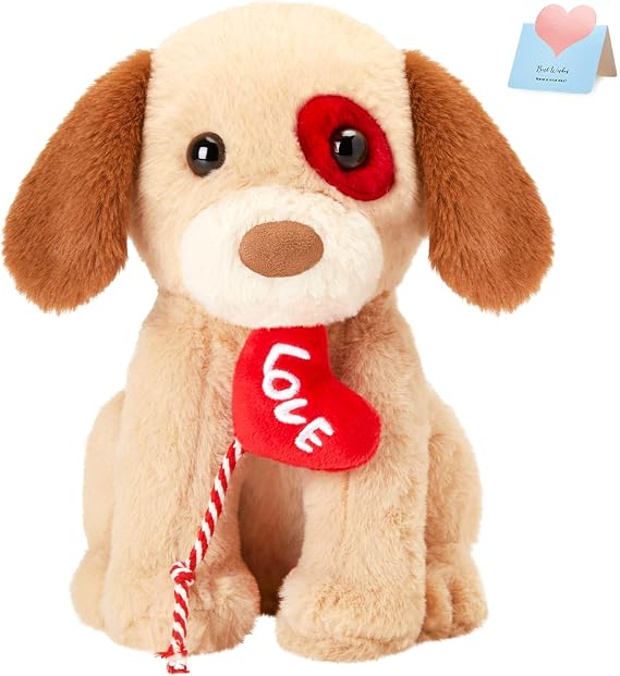 Glow Guards Valentine's Spot Dog Stuffed Animal, 10'' Cute Labrador Dog Plush with Red Heart, Soft Puppy Plushie, Valentines Stuffed Animals 2026,Gifts for Girlfriend Mom Kids Birthday