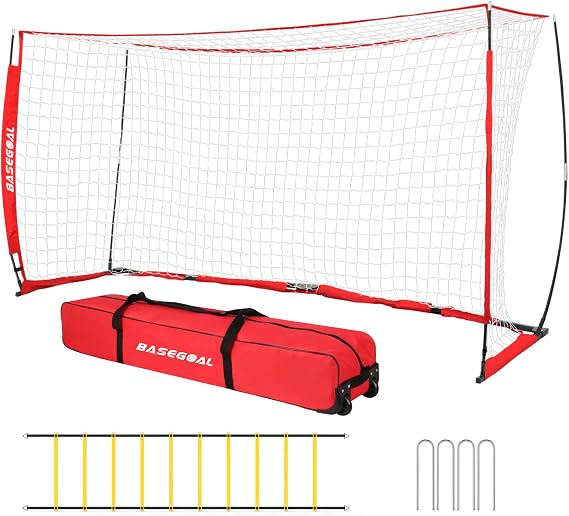 BaseGoal Soccer Goal for Backyard,with Bow Frame and Agility Ladder