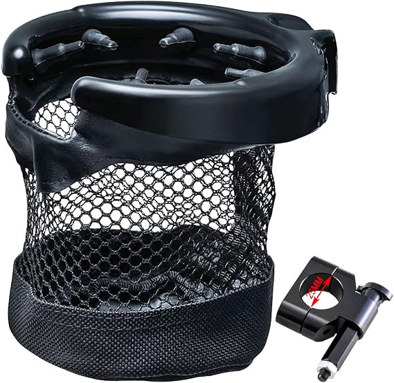 KATUR Motorcycle Handlebar Cup Holder 0.98'' (25 mm) Oxford Fabric Black Drink Cup Can Holder with Alligator Clip Compatible with Harley Davidson