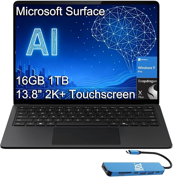 Microsoft Surface Laptop 7 AI Copilot+ PC for Business (13.8" 2K+ Touchscreen, Snapdragon X Plus (> Intel i7-1355U), 16GB DDR5 RAM, 1TB SSD), 20-Hr Long Battery Life, IR Webcam, IST HUB, Win 11 Pro