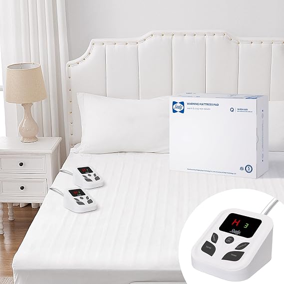 Sealy Heated Mattress Pad Queen Size with Dual Control 10 Heated Settings | with Auto Shut Off 1-9 Hours| Fit Up to 15"-17" Deep Pocket