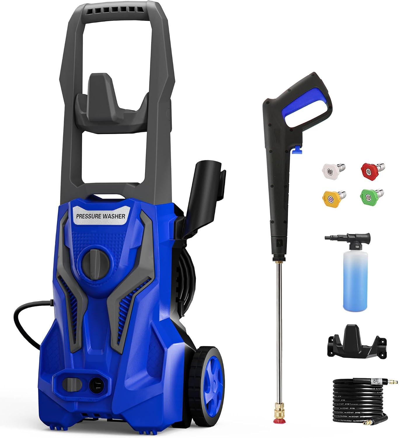 Power Washers Electric Powered 5000PSI-max 3.2GPM High Pressure Washer Car Cleaning Machine with Adjustable Spray Nozzle and Foam Cannon for Home Driveway Patio Deck, Blue