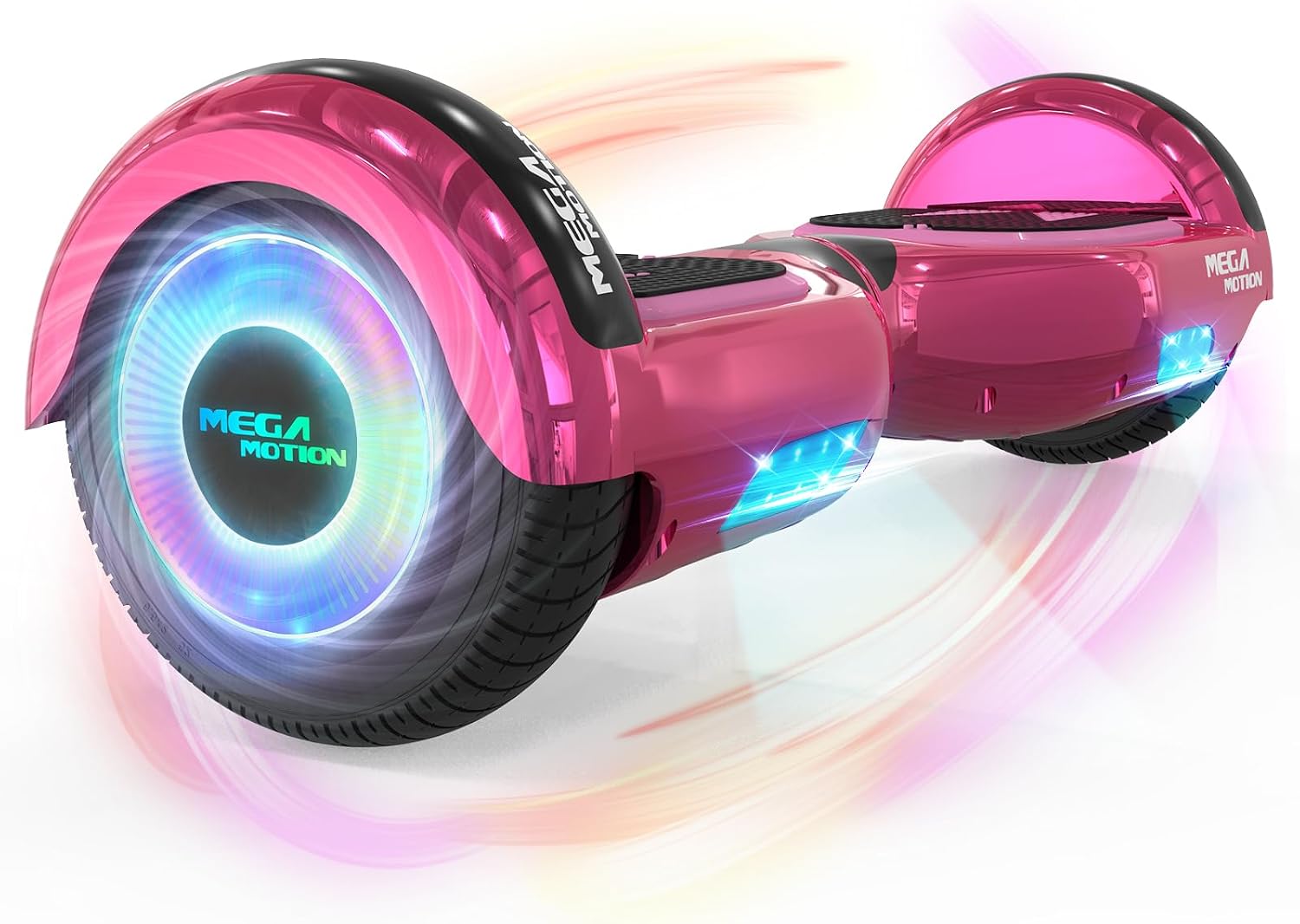 mega motion hoverboards for children 6.5 inch two-wheel self-balancing hoverboards with bluetooth speaker comes with a cool shining wheel with leather-luminous gift for children and teenagers