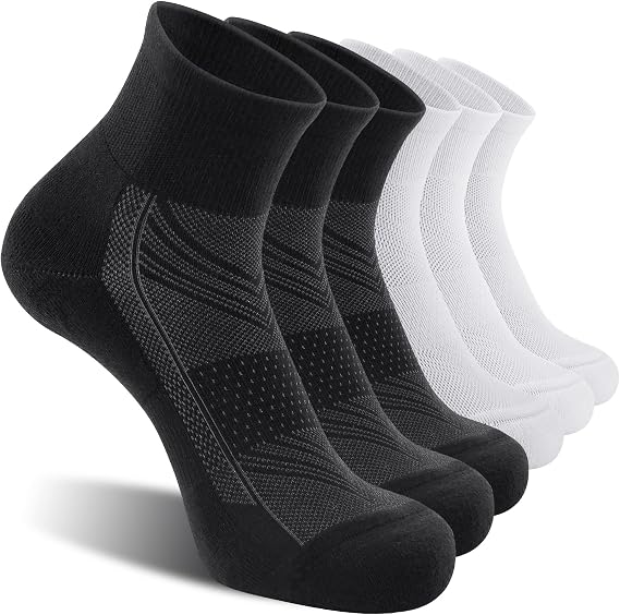 CS CELERSPORT 6 Pack Men's Ankle Socks with Cushion, Sport Athletic Running Socks