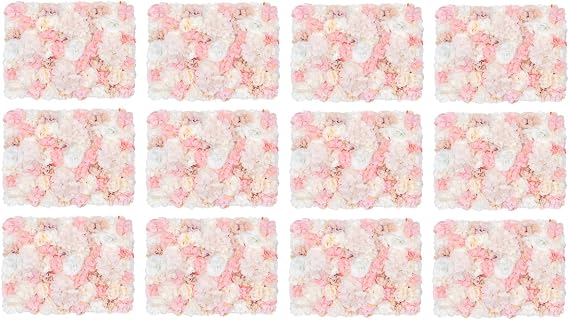 Artificial Flower Wall Panel,12Pcs 3D Silk Rose Floral Decorative Faux Flower Wall Background,Artificial Wall Flower Backdrop Rose Floral Panel for Party Wedding