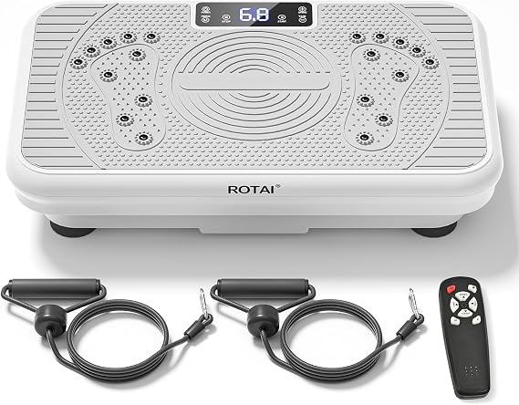 Vibration Plate, Lymphatic Drainage Massager for Circulation Boost & Recovery, Vibration Plate Exercise Machine with Remote & Loop Bands, Compact Home Fitness Platform for Shaping (Grey)