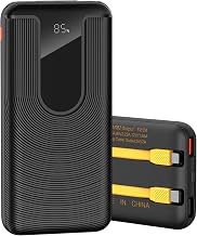 Portable Charger 10000mAh, Cell Phone Portable Power Banks with 22.5W PD Fast Charging,Built in Cables,5 Outputs 3 Inputs,Travel Essential,for iPhone, iPad,Android,Google, and MoreBlack
