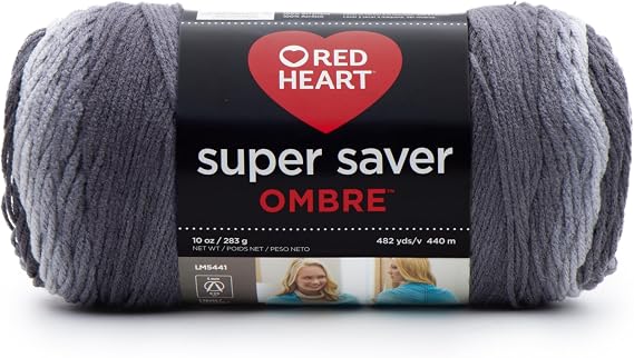 RED HEART E305.3964 Super Saver Ombre Yarn, Anthracite