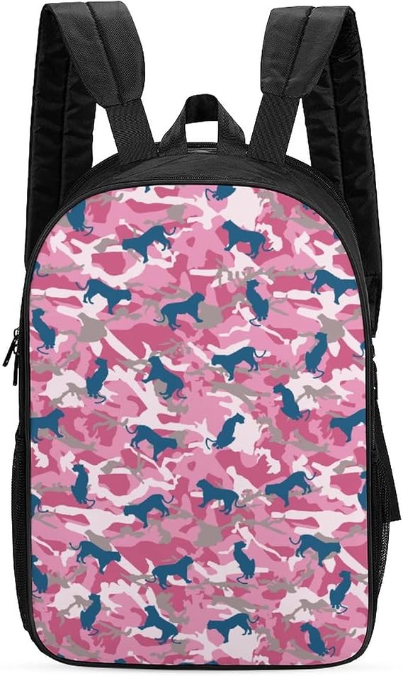 Leopard Camouflage Pink Printed City Backpack Teens Casual Daypacks Double-Sided Wear for Travel Hiking