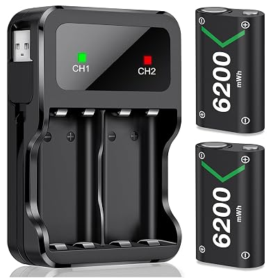 DXKK for Xbox Controller Battery Pack, 2x6200mWh Rechargeable Battery Pack for Xbox Series X|SOneElite Controllers – 30Hrs Playtime, Fast Charging & Overheat Protection