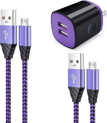 Samsung Dual USB Wall Charger with Micro USB Cable for Galaxy J7VJ8, J7 CrownPrimeStarSky ProRefine, S7S6 PlusEdgeActive