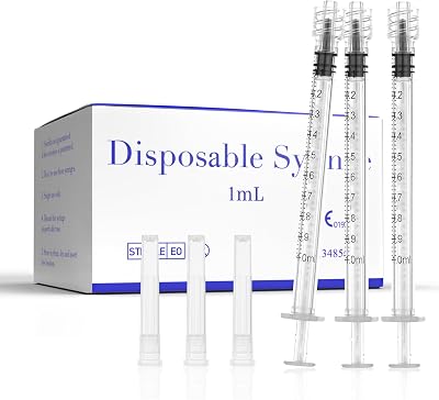 1ml Syringes , 25Ga 11cc Luer Lock Syringe for Lab Measurement Plant Irrigation Pet Feeding, Individually Wrapped, 100Pack