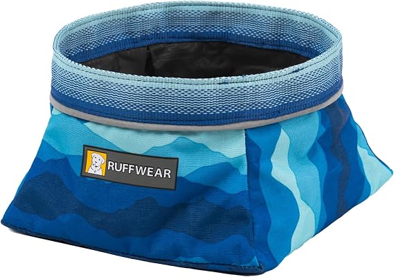 Ruffwear, Quencher Collapsible Dog Bowl, Coastal Mountains, Medium | Packable Food & Water Bowl with Waterproof Lining, Water-Resistant Shell, Reflective Trim, Lightweight, 4.2 Cups (1 L)