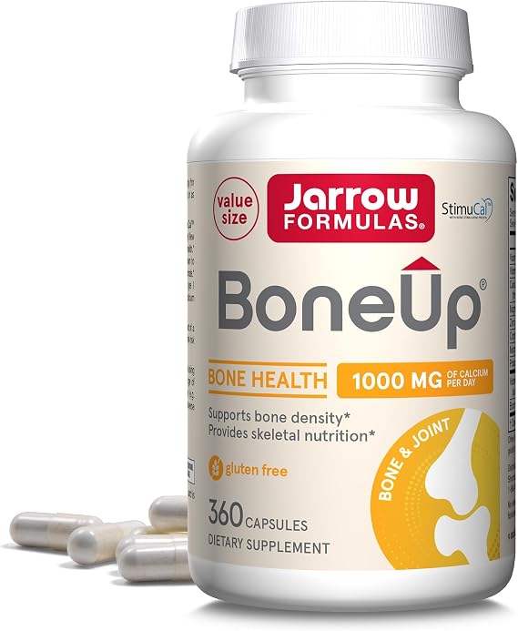 Jarrow Formulas BoneUp for Bone Density - Vitamin D3 and K2, Calcium Support, 360 Capsules, Provides Skeletal Nutrition, Up to 60 Days Supply