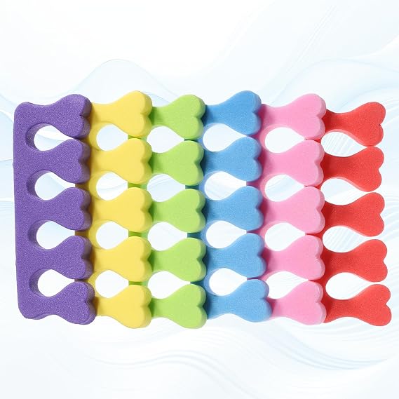 24 PCS Pedicure Toe Separators, Soft Foam Toe Dividers, Colorful Heart Pedicure Tools Set for Nail Polish Professional Manicure Spa Tools for Men Women
