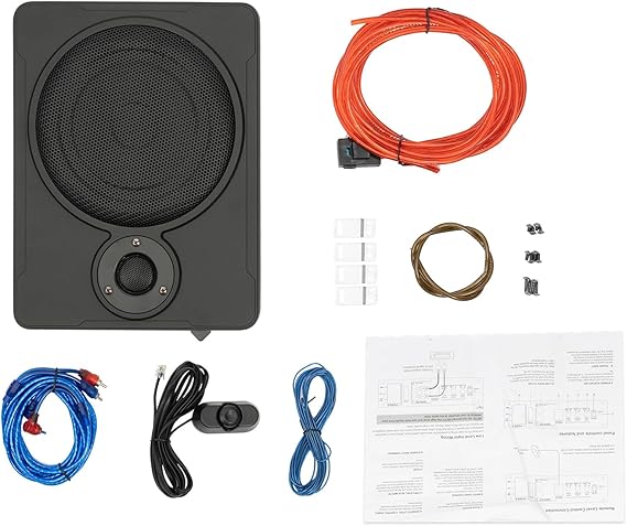 8 in 600W Car Slim Under-Seat Powered Subwoofer, Highly Active Speakers and Power Amplifier Subwoofer for Car Audio Bass HiFi Slim Speaker Woofer Truck Sub Bass Speaker Kit