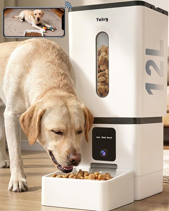 Automatic Dog Feeder Large Breed: 12L/50 Cup Capacity for Kibble up to 20mm