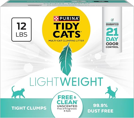 Purina Tidy Cats Free and Clean Lightweight Unscented Cat Litter, 12 lb
