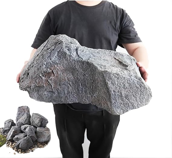 Rock Cover for Yard, Landscape Rocks Fake Rock, Realistic Landscape Rocks, PU Foam Artificial Landscape Boulder, Non-Hollow Outdoor Faux Rock for Landscaping Lawns and Gardens(52 * 27 * 30cm)
