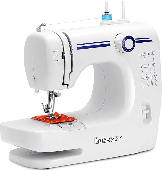 Mini Sewing Machine for Beginners and Kids,Portable Small Household Sewing Machines,12 Stitches 2 Speed with Foot Pedal for Home Easy Sewing - White