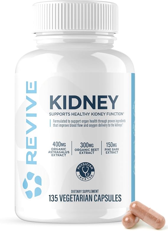 Revive MD Kidney Support Supplement for Men & Women Kidney Cleanse & Detox Capsules for Overall Health & Function Vegan-Friendly, Gluten-Free & Soy-Free (135 Vegetarian Capsules, 45 Servings)
