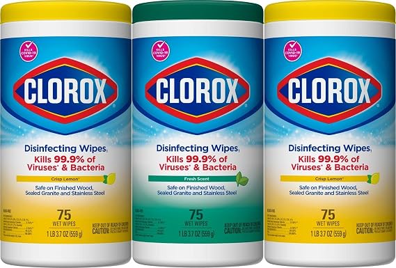 Clorox Disinfecting Cleaning Wipes Variety Pack, 75 Count Each, Pack of 3 (Package May Vary)