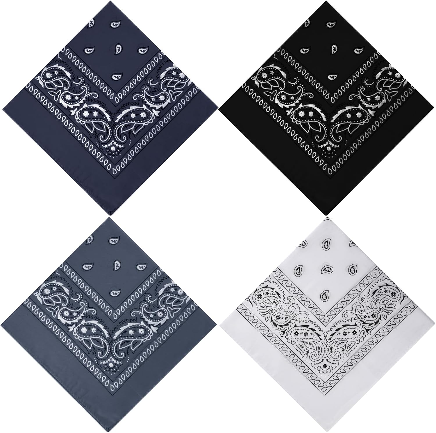 PLULON Bandanas for Men Women 4122430 Pack, Paisley Pattern Bandana Bulk Headbands Handkerchief Face Mask 100% Polyester