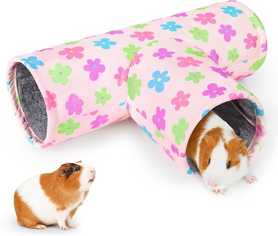 Glittme Washable Guinea Pig Tunnel, 17.7" Soft Plush Hideout for Small Pets