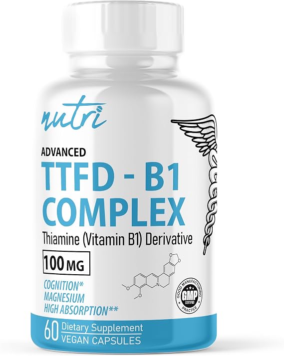 Nutri TTFD Thiamine B1 Supplement - 100mg w/ Magnesium - 60 Servings