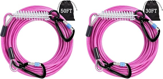 Snagle Paw Pink Dog Leads for Yard 50FT+30FT