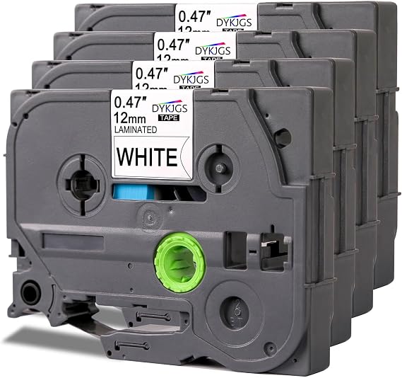 Label Printer Tape Compatible with C231 12mm 0.47in,Black on White | Replacement Laminated Label Tape H110 D210 D220 2040,4 Pack Suitable for Household,Office,Commercial,School,Hospital use