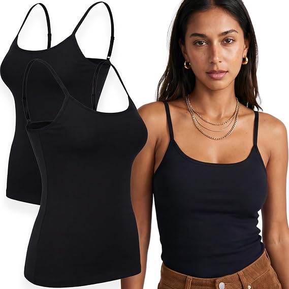 Emmalise Women's Basic Short Camisole Adjustable Strap Layering Cami Tank Top