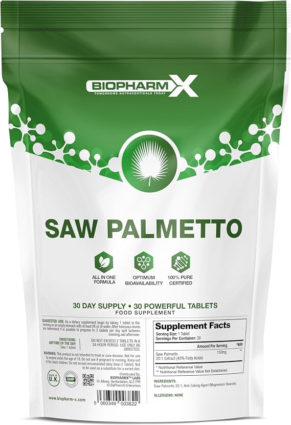 Maximum Strength Saw Palmetto Tablets 150mg 20:1 Extract (30 Tablets)