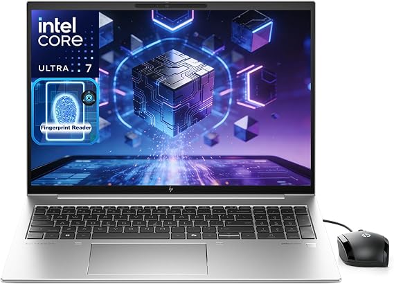 HP EliteBook 860 Laptop Computer, 16" IPS WUXGA Display, Intel Ultra 7 155U (Up to 4.8GHz), 16GB DDR5, 512GB PCIe SSD, Backlit KB, Fingerprint, Wi-Fi 6E + BT, Lifetime Office 365, Win 11 Pro, Sliver