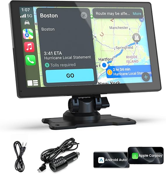 Carplay Screen for Car, 9'' Wireless CarPlay-Upgrade Portable Touchscreen | GPS Navigation, Bluetooth, Mirror Link, Voice Control, Hands-Free Calling,Plug & Play Car Play Screen