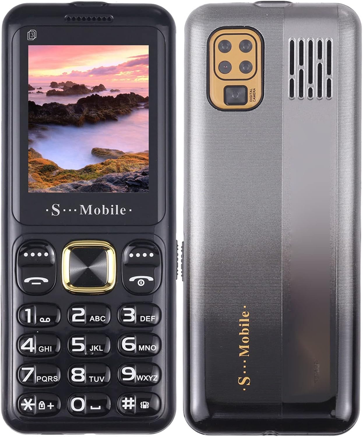 100V‑240V W23 Ultra Thin 2G Mobile Phone, Large Button Volume Senior Unlocked Cell Phone 3 Card 3 Standby Support MP4, MP3 Playback FunctionBlack