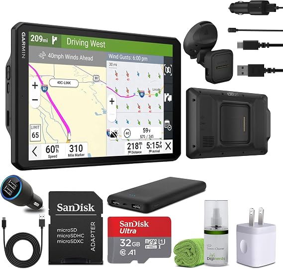 Garmin dezl OTR820 8" GPS Truck Navigator Commercial GPS Navigation Bundle | For Commercial Truck Navigation | Touchscreen Display | Includes 32GB Memory Card + Cleaning Kit + More